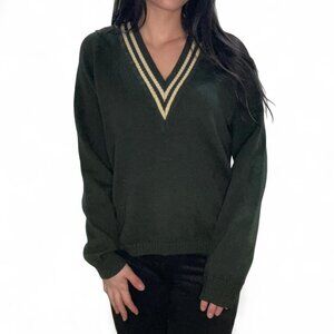 Green Italian Pura Lana v neck Sweater